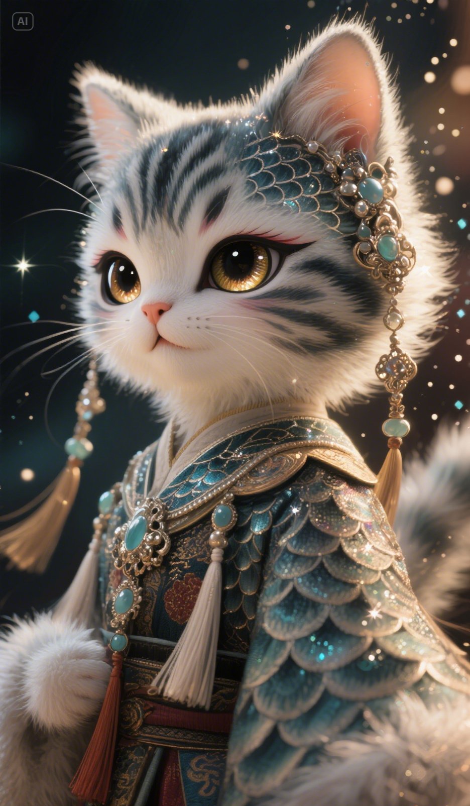 elegant cat in traditional Chinese setting