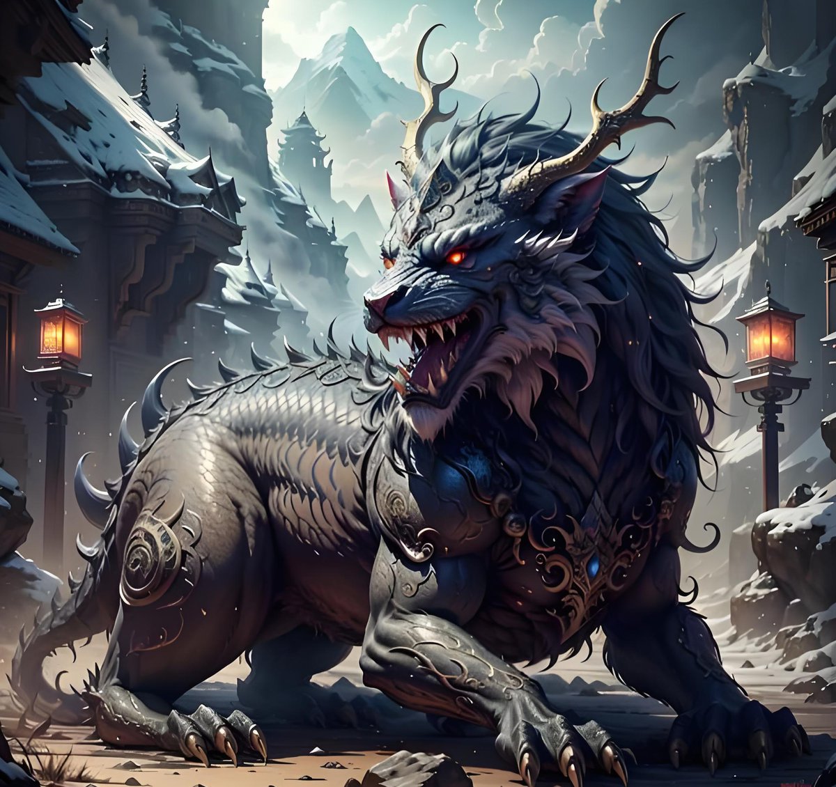 Yazi dragon son weapon hilt carving 睚眦 illustration