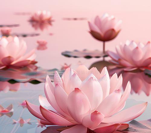 pink lotus flower blooming pure above pond water