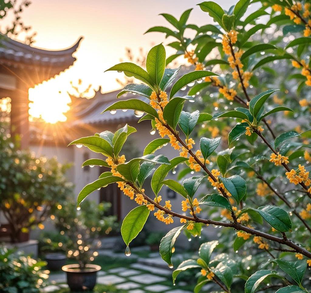 soft sunrise light over traditional chinese courtyard