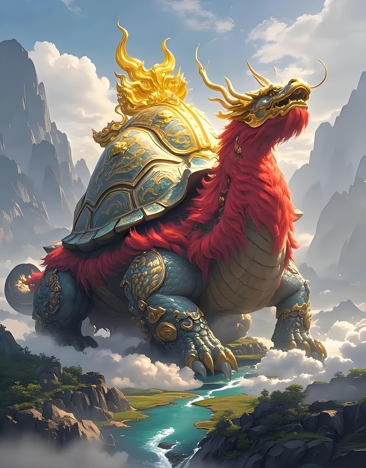 Bixi Baxia dragon son stone stele base 赑屃 霸下 illustration