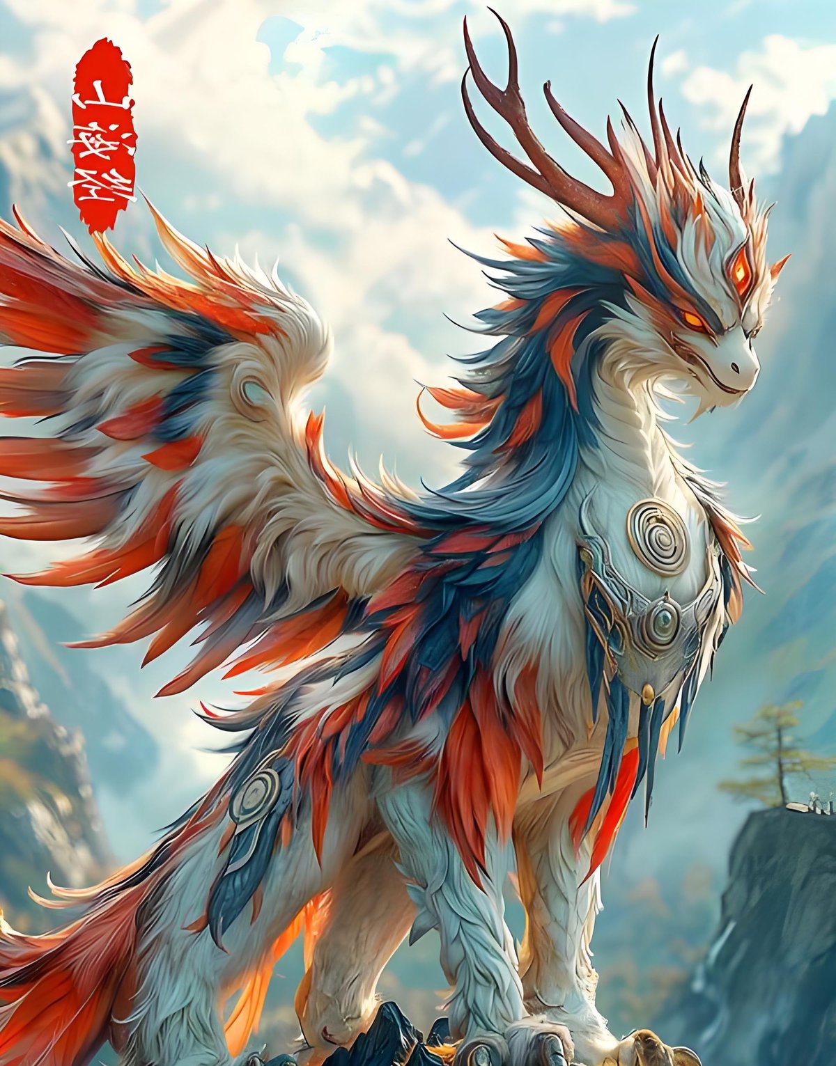 Chaofeng dragon son roof corner ornament 嘲风 illustration