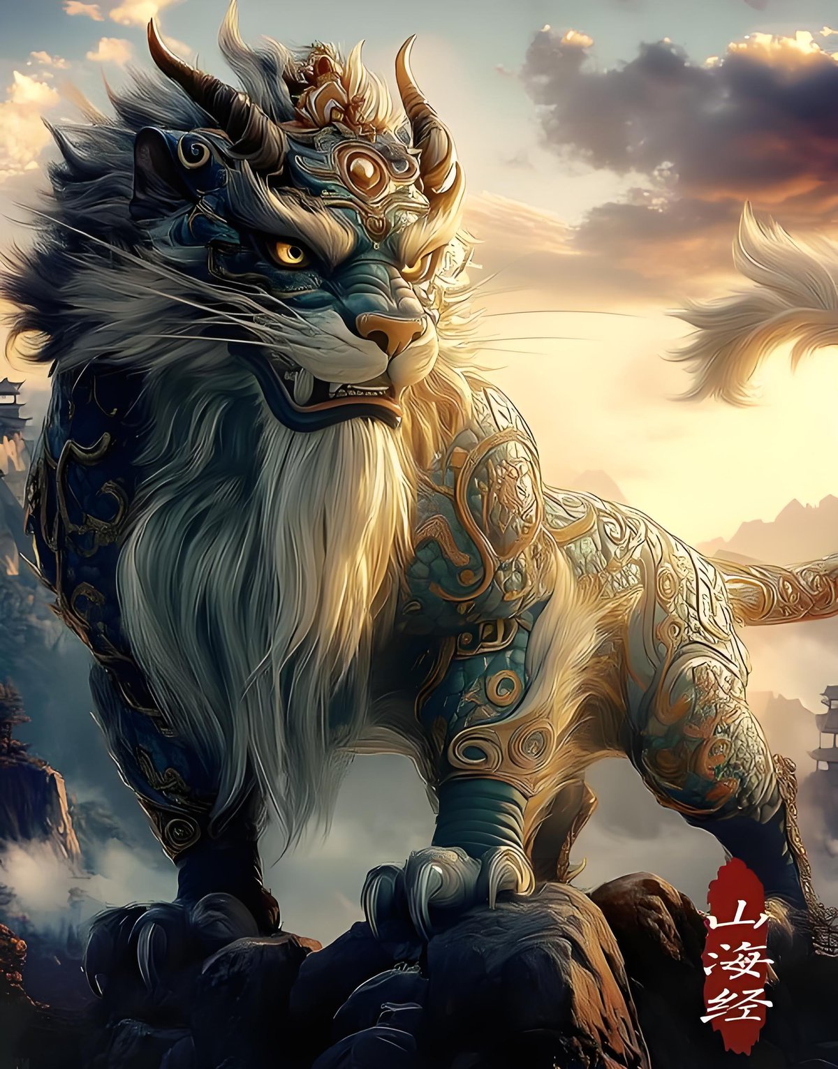 Bi'an dragon son prison gate ornament justice 狴犴 illustration